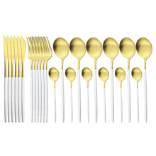 Load image into Gallery viewer, Matte Portugal Stainless Steel Knife, Fork and Spoon Western Food/Steak Knife and Fork Dessert Spoon Fork Tableware
