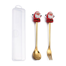 Load image into Gallery viewer, Q Christmas Dessert Spork Set Cute Doll Dessert Spoon Cartoon Tableware Fruit Fork Portable Coffee Spoon
