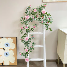 Load image into Gallery viewer, Artificial Rose Vine Indoor Home Decoration Fake Flower Rattan Wall Hanging Green Plant
