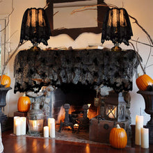 Load image into Gallery viewer, Halloween Tablecloth Spider Web Fireplace Towel Disposable Black Spider Web Lampshade Decorative Table Runner Ghost Festival Set
