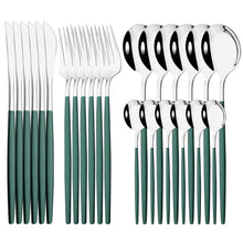Load image into Gallery viewer, Stainless Steel Tableware 24-Piece Set Bright Portuguese Western Food Gold Knife, Fork and Spoon I
