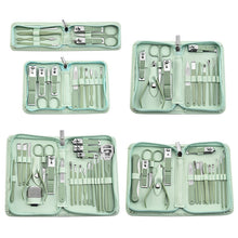 Load image into Gallery viewer, Stainless Steel Nail Clippers Manicure Set Nail Art Pedicure Scissors Tool Zipper 22 Pcs Set Fingernail Maintenance Kit
