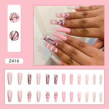 Load image into Gallery viewer, Glitter Butterfly Manicure Long Ballet Nail Cute Cherry Pile Diamond Wear Nail
