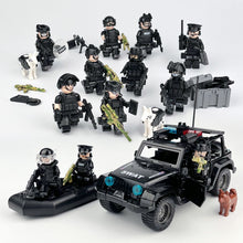 Load image into Gallery viewer, Building Blocks Toy SWAT Doll Toy Suit Black Jeep Mini Rubber Raft
