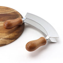 Load image into Gallery viewer, Stainless Steel Double-Sided Cutter Onion Vanilla Cutter Set Cheese Cutter Wooden Handle Double Handle Swing Cutter Cutting Board

