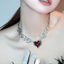 Load image into Gallery viewer, Personalized Punk Dark Red Love Pendant Necklace Exaggerating Collarbone Necklace Ghost Claw Women's Dark Style Necklace
