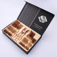 Load image into Gallery viewer, Stainless Steel 24-Piece Set Western Dinner Set Gift Box Steak Knife and Fork Spoon
