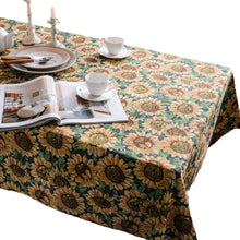 Load image into Gallery viewer, Jacquard table linen oil painting thick dustproof flower tablecloth

