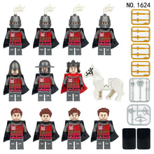 Load image into Gallery viewer, Mini Medieval Soldier Cartoon Figures-Doll Knight Corps Doll Model White Horse Black Shield Accessories

