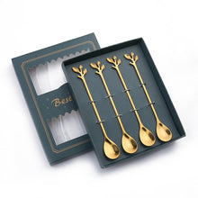 Load image into Gallery viewer, Q Tableware Set Creative Spoon Four-Piece Set round Spoon Stirring Spoon Gift Packing Ice Spoon
