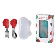 Load image into Gallery viewer, Baby Fork and Spoon Integrated Silica Gel Sucker Toddler Feeding Dinner Plate Children Tableware

