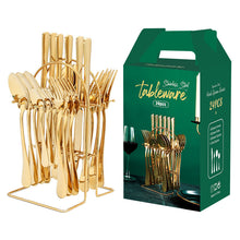 Load image into Gallery viewer, Stainless Steel Tableware Set Western Tableware Knife, Fork and Spoon 24-Piece Set
