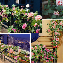 Load image into Gallery viewer, Artificial Rose Vine Indoor Home Decoration Fake Flower Rattan Wall Hanging Green Plant
