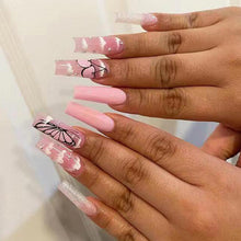 Load image into Gallery viewer, Glitter Butterfly Manicure Long Ballet Nail Cute Cherry Pile Diamond Wear Nail

