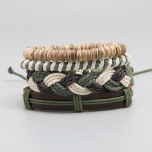 Load image into Gallery viewer, European And American Popular Ornament Personalized Woven Multi-Layer Hemp Rope Bracelet Wrist String Simple Diy4-Piece Leather Bracelet
