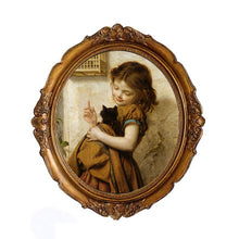 Load image into Gallery viewer, European-Style Carved Resin Photo Frame Oval Retro Distressed Photo Frame and Picture Frame Wall Mounted Bronze Photo Frame
