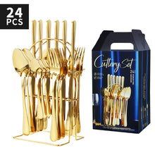 Load image into Gallery viewer, Product Stainless Steel Tableware 24-Piece Set 1010 Four Main Pieces Knife, Fork and Spoon
