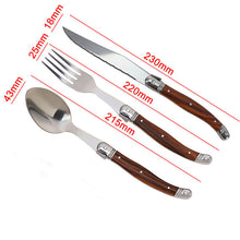 Load image into Gallery viewer, 3pcs/Set 4pcs/Set Wood Grain Stainless Steel Tableware Knife, Fork and Spoon Daily Household Tableware Suit

