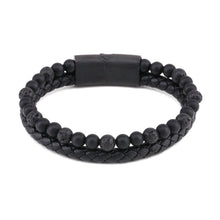 Load image into Gallery viewer, Personalized Volcanic Natural Stone Agate Tiger Eye Bracelet Stainless Steel Beaded Leather Rope Men's and Women's Bracelet
