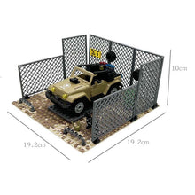 Load image into Gallery viewer, MOC Small Particle Building Blocks Garage Car Parking Place Meshes of Fence Military Wheels
