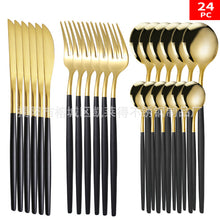 Load image into Gallery viewer, Stainless Steel Knife and Forks 24-Piece Portuguese Tableware Set Golden Set Creative Western Food Steak Knife
