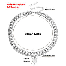 Load image into Gallery viewer, Double Layers Loving Heart Fritillary Pendant Necklace Women's Punk Style Hip Hop Female Choker Jewelry Set
