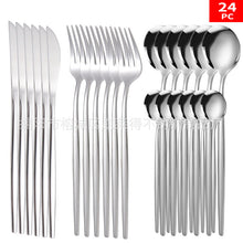 Load image into Gallery viewer, Stainless Steel Knife and Forks 24-Piece Portuguese Tableware Set Golden Set Creative Western Food Steak Knife
