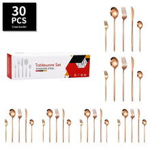 Load image into Gallery viewer, Stainless Steel Tableware Portuguese Knife and Fork 30-Piece Set Western Food Golden Steak Knife, Fork and Spoon Light Luxury Gift Set
