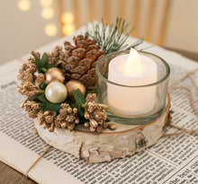 Load image into Gallery viewer, Christmas White Birch Ornament Decoration Desktop Candlestick
