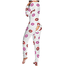 Load image into Gallery viewer, Onesies Print Jumpsuit Women Casual Long Sleeve Button-down Front Functional Buttoned Flap Adults Playsuit Pajamas
