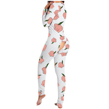 Load image into Gallery viewer, Onesies Print Jumpsuit Women Casual Long Sleeve Button-down Front Functional Buttoned Flap Adults Playsuit Pajamas
