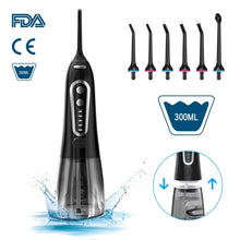 Load image into Gallery viewer, Oral Irrigator 5 Modes Portable Rechargeable Dental Water Jet 6 Nozzles Waterproof 300ML Tank Water Flosser For Teeth Whitening 0ral irrigator
