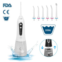 Load image into Gallery viewer, Oral Irrigator 5 Modes Portable Rechargeable Dental Water Jet 6 Nozzles Waterproof 300ML Tank Water Flosser For Teeth Whitening 0ral irrigator
