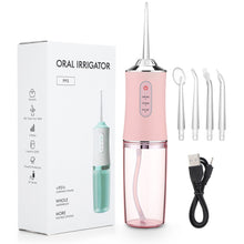 Load image into Gallery viewer, Oral Irrigator Portable Dental Water Flosser USB Rechargeable Water Jet Floss Tooth Pick 4 Jet Tip 220ml 3 Modes IPX7 1400rpm 0ral irrigator
