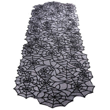 Load image into Gallery viewer, Ourwarm 1pc 20X80inch Halloween Spider Web Table Runners Black Lace Tablecloth Halloween Table Decoration Event Party Supplies
