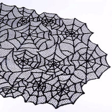 Load image into Gallery viewer, Ourwarm 1pc 20X80inch Halloween Spider Web Table Runners Black Lace Tablecloth Halloween Table Decoration Event Party Supplies
