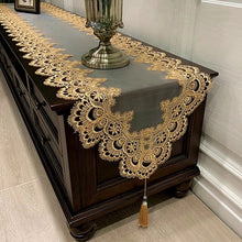 Load image into Gallery viewer, Oval Tablecloth Tassel Flag Dust Cover Modern Dining Table Cover Embroidered Tea Table Cloth Lace TV Cabinet Covers Home Decor
