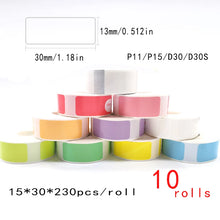 Load image into Gallery viewer, P15 label tape 15*30 colorful P15 Adhesive Lable Paper Suit for P15 Marklife P11 P12 Label tape    Phomemo D30SThermal Label
