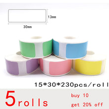 Load image into Gallery viewer, P15 label tape 15*30 colorful P15 Adhesive Lable Paper Suit for P15 Marklife P11 P12 Label tape    Phomemo D30SThermal Label
