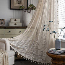Load image into Gallery viewer, Curtain American Style Crochet Hollow Tassel Blackout Bedroom Kitchen Living Room Window Curtains for Home Decorate
