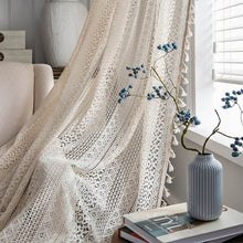 Load image into Gallery viewer, Curtain American Style Crochet Hollow Tassel Blackout Bedroom Kitchen Living Room Window Curtains for Home Decorate
