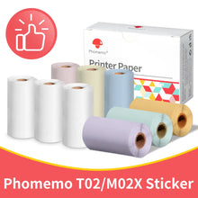 Load image into Gallery viewer, Phomemo 3 Rolls Self-adhesive Transparent Sticker Thermal Paper for T02 M02X Label Sticky DIY Photo Texts Study Notes Printing

