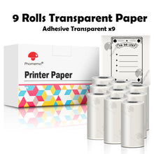 Load image into Gallery viewer, Phomemo 3 Rolls Self-adhesive Transparent Sticker Thermal Paper for T02 M02X Label Sticky DIY Photo Texts Study Notes Printing
