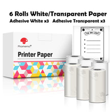 Load image into Gallery viewer, Phomemo 3 Rolls Self-adhesive Transparent Sticker Thermal Paper for T02 M02X Label Sticky DIY Photo Texts Study Notes Printing
