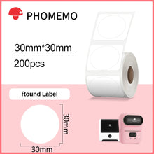 Load image into Gallery viewer, Phomemo M110 M200 M220 Label Paper Round F-type Jewelry Thermal Paper Sticker Multi-Purpose Label Tape Self-Adhesive Paper
