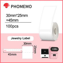 Load image into Gallery viewer, Phomemo M110 M200 M220 Label Paper Round F-type Jewelry Thermal Paper Sticker Multi-Purpose Label Tape Self-Adhesive Paper
