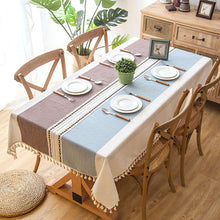 Load image into Gallery viewer, Plaid Decorative Linen Tablecloth With Tassel Waterproof Oilproof Thick Rectangular Wedding Dining Table Cover Tea Table Cloth
