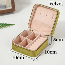 Load image into Gallery viewer, Plush Velvet Jewelry Box For Women Necklace Ring Earrings Organizer Holder Travel Portable Zipper Square Jewelry Storage Case
