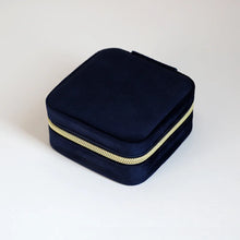 Load image into Gallery viewer, Plush Velvet Jewelry Box For Women Necklace Ring Earrings Organizer Holder Travel Portable Zipper Square Jewelry Storage Case
