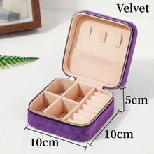 Load image into Gallery viewer, Plush Velvet Jewelry Box For Women Necklace Ring Earrings Organizer Holder Travel Portable Zipper Square Jewelry Storage Case
